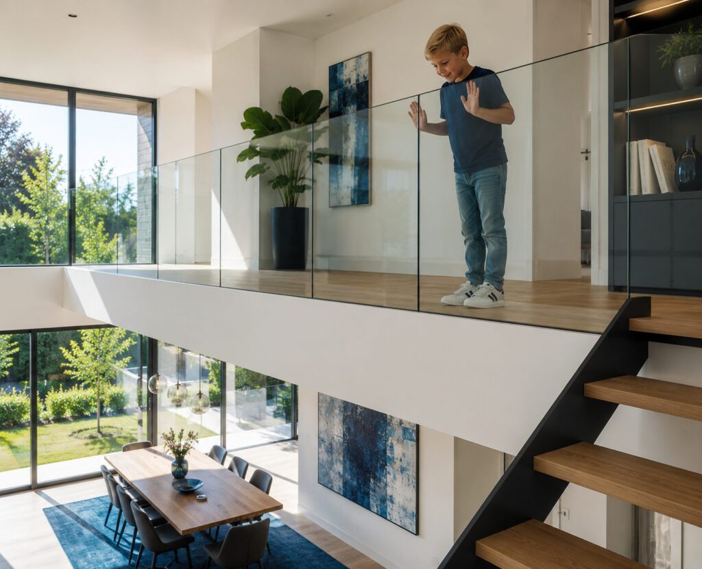 balustrade glas doorval veilig gehard-gelaagd
